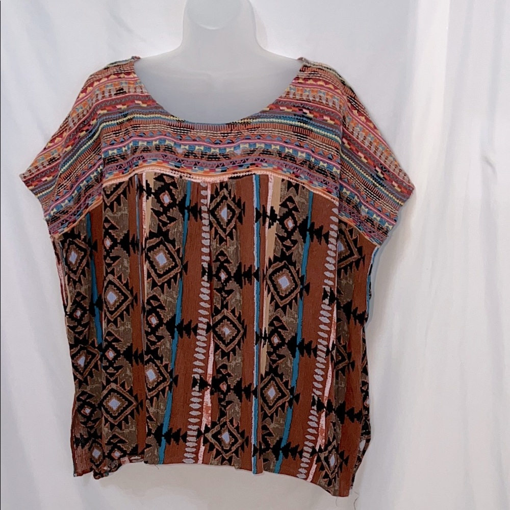 Savanna Jane Aztec Print Womens Shirt Loose Fit Size 2X/3X